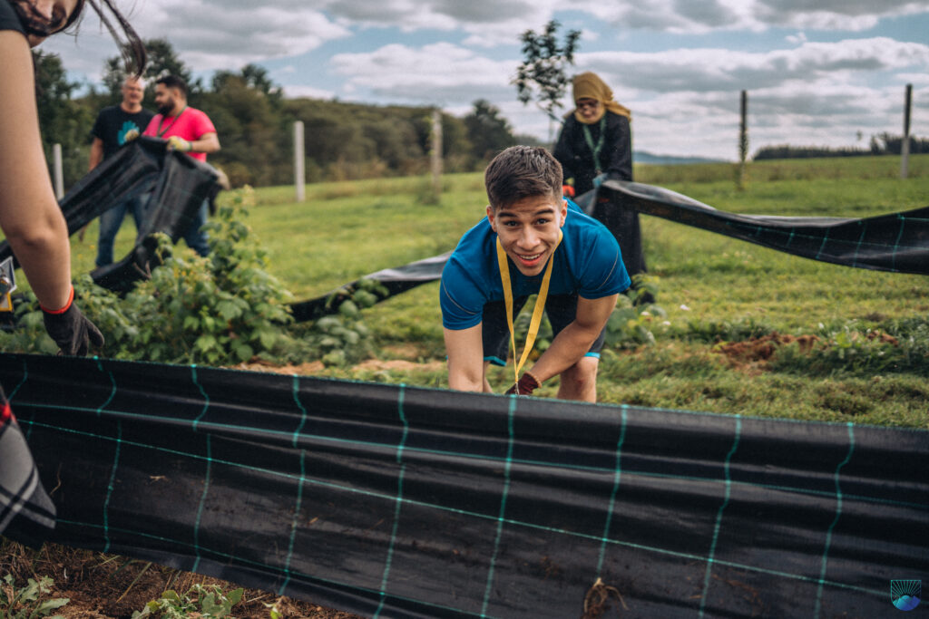 A student working on a service project.