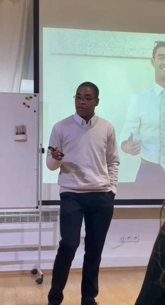 Pedro giving a presentation