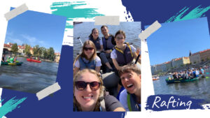 Students during our rafting trip to Prague